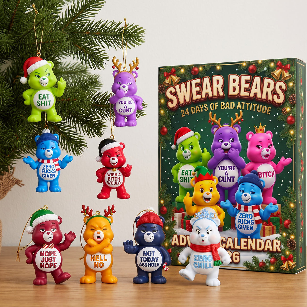 Colorful Naughty Bears Advent Calendar Blind Box - Personalized Christmas Gifts 04natn291026-Homacus