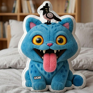Blue Mischief Cat Shaped Pillow Personalized Gifts 03natn081125-Homacus