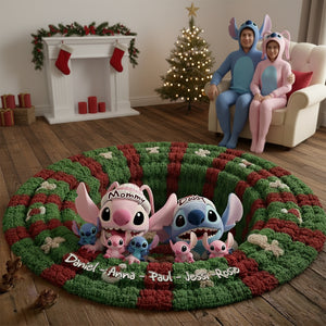 Cute Monsters Family Personalized Christmas Gifts For Family Quilted Round Mat 05tglu260925-Homacus