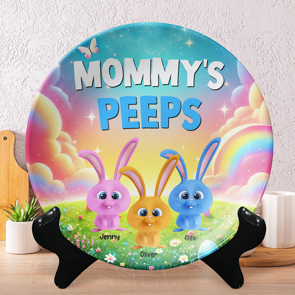 Personalized Gifts For Grandma Round Plate, Bunny Peeps 03TGMH140325-Homacus