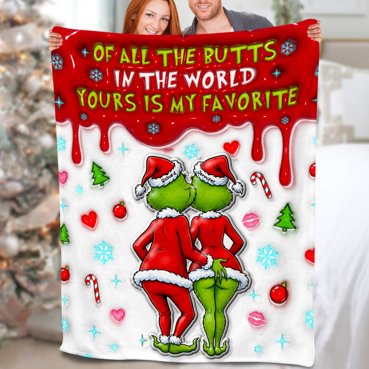 Naughty Green Monster Couple Blanket - Personalized Gifts For Couples 04NAQN031125-Homacus