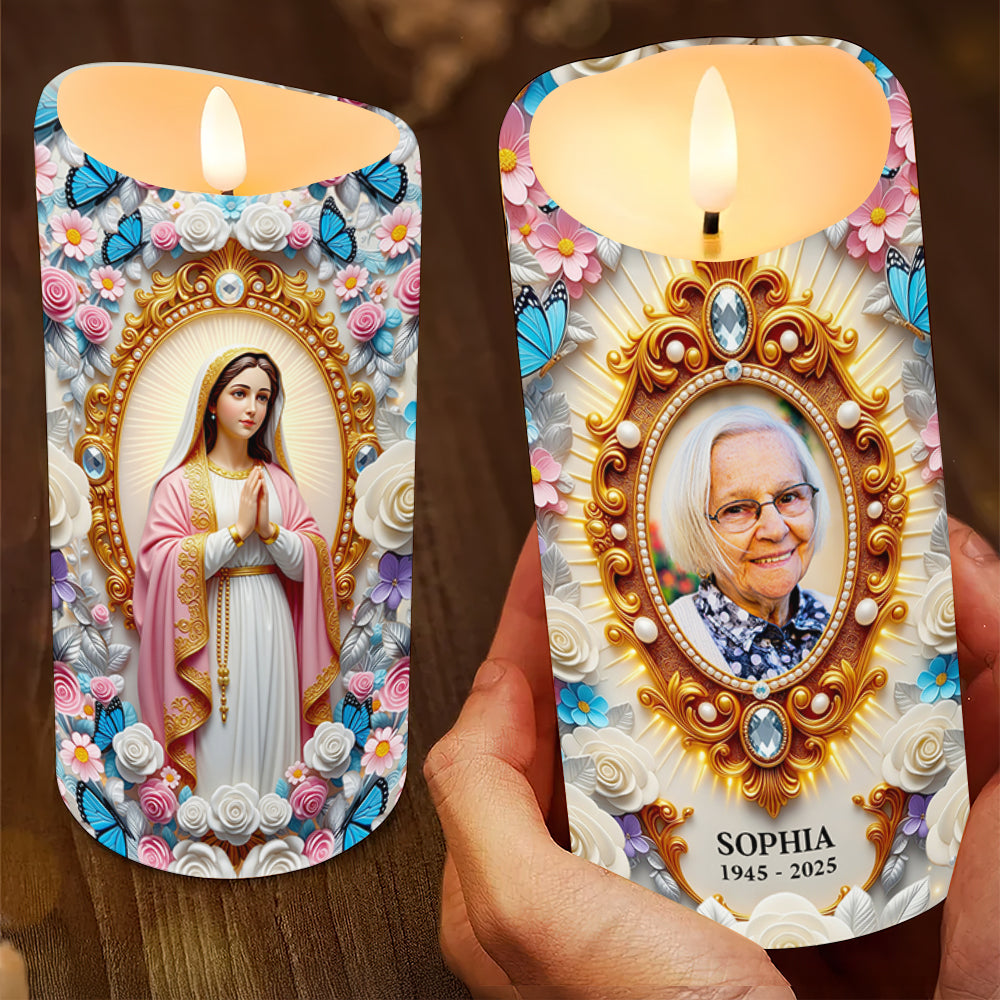 Remembrance Virgin Mary Custom Photo LED Candle Gifts For Heaven 01NADT040725-Homacus