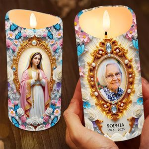 Remembrance Virgin Mary Custom Photo LED Candle Gifts For Heaven 01NADT040725-Homacus