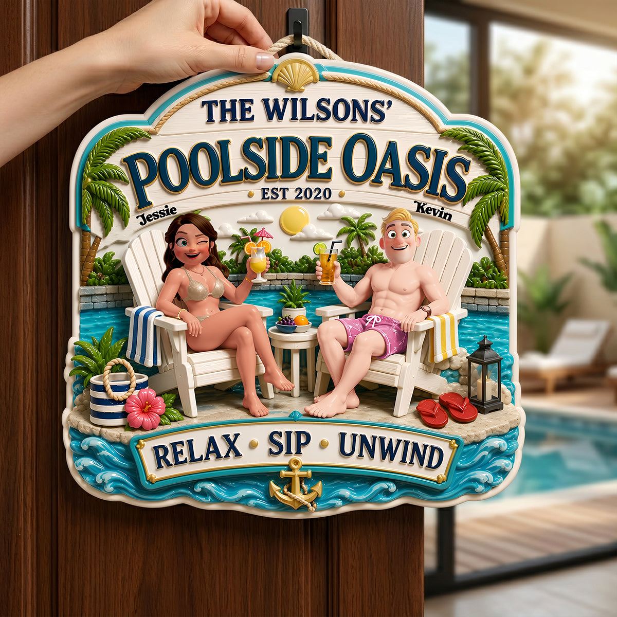 Pool Couple Metal Sign - Personalized Gifts 03tyta180626-Homacus