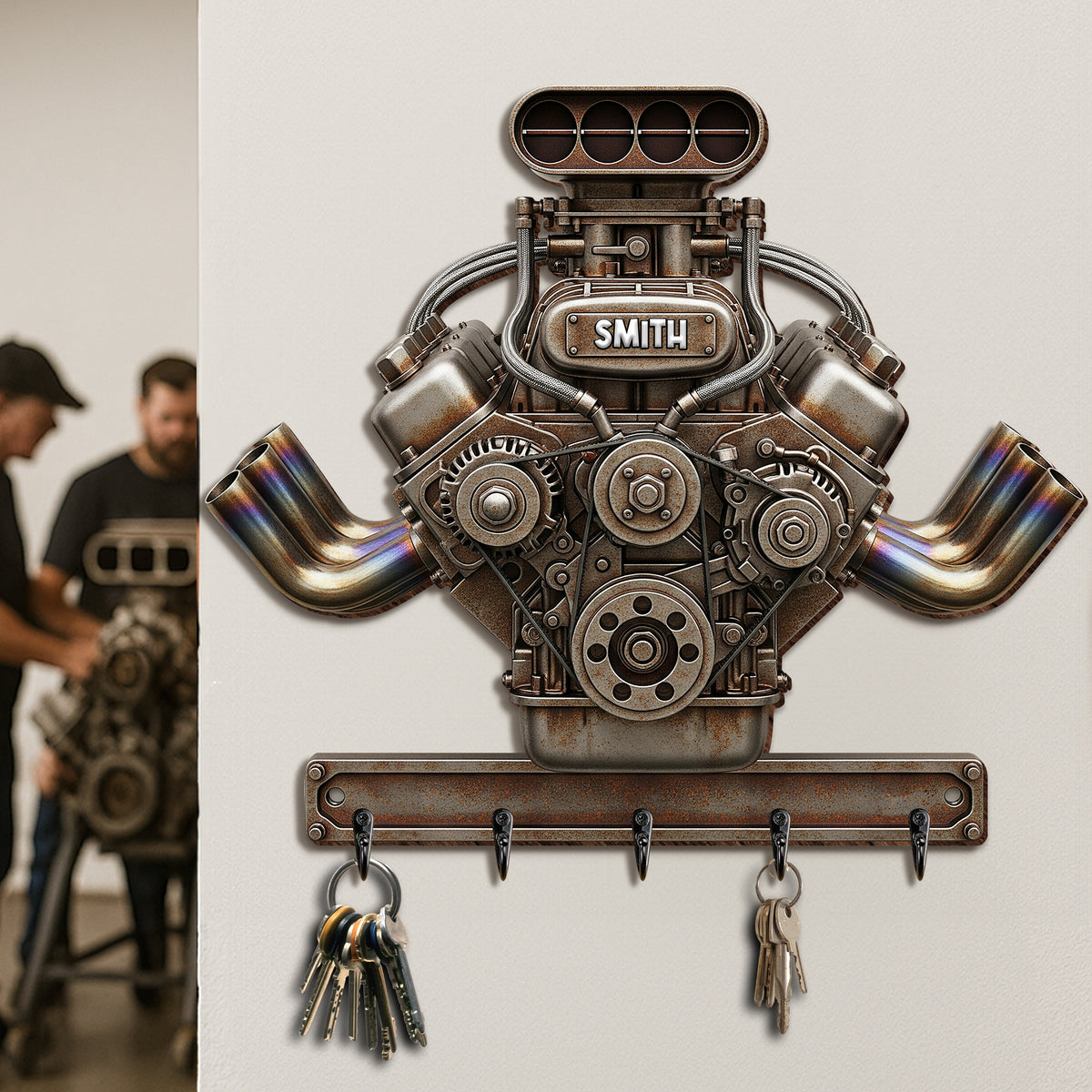 Drag Racing Engine Key Hanger - Personalized Gift For Biker 02NALU270625-Homacus