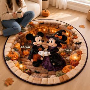 Spooky Little Mouse Round Mat - Personalized Halloween Gifts For Couple 02pgdt290826-Homacus