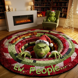 Grumpy Green Monster Quilted Round Mat - Personalized Gifts For Movie Lovers 05TGLU300925-Homacus