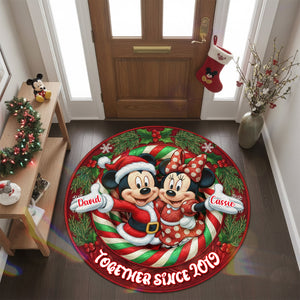 Personalized Gifts For Christmas, Lovely Couple Personalized Quilted Round Mat 02pgmg260925-Homacus