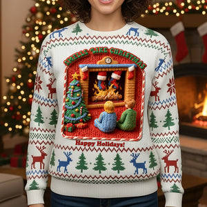 Creepy Fun Waiting Santa In Chimney Ugly Sweater, Personalized Gifts For Christmas 07qhtn041125-Homacus