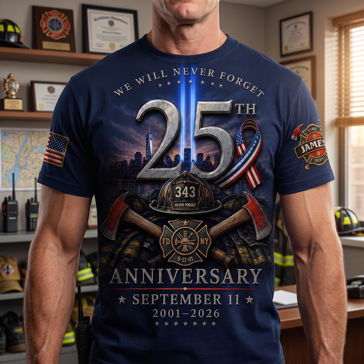 We Will Never Forget Shirt - Personalized Gifts For Firefighter 03naqn030826-Homacus
