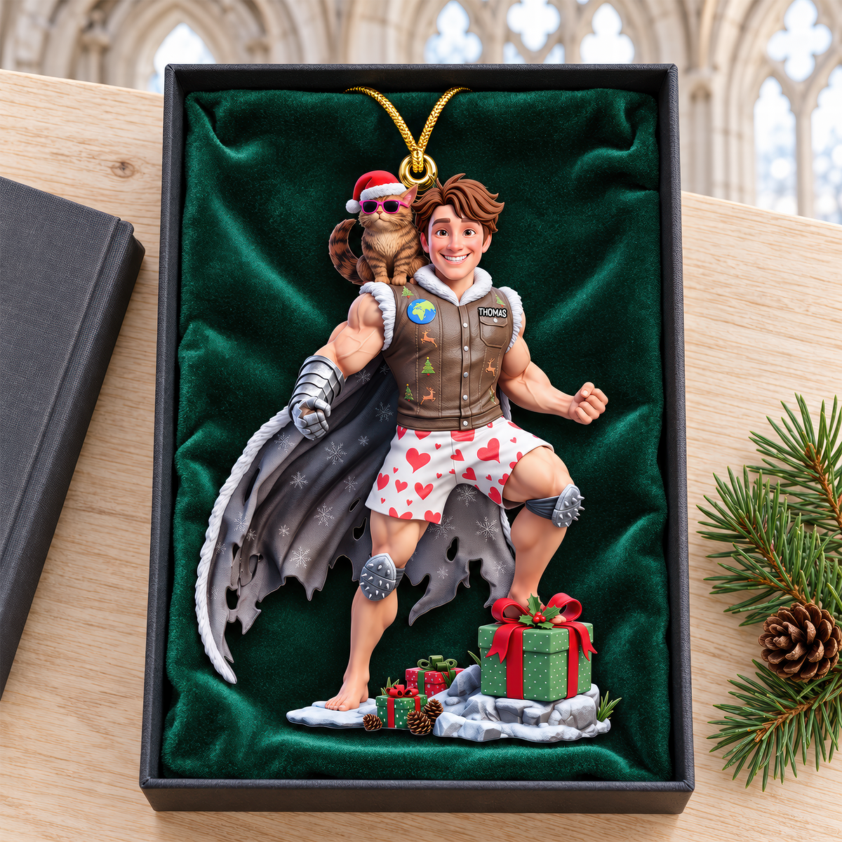 Funny Adventure Men With Cat Ornament - Personalized Gifts For Christmas Ornament 01HUQN300926