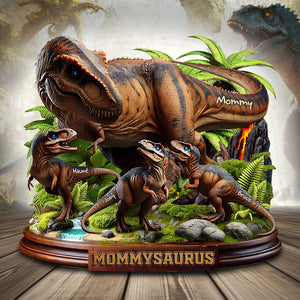 Dinosaur Mom Wood Sign - Personalized Gifts For Mother 01QHLU010425-Homacus