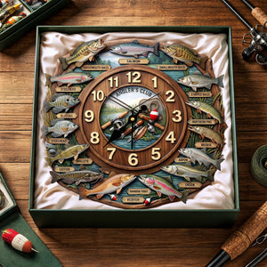 Fishing Lover Clock - Personalized Gifts For Fishing Lover Acrylic Hanging Wall Clock 01HULU250326-Homacus