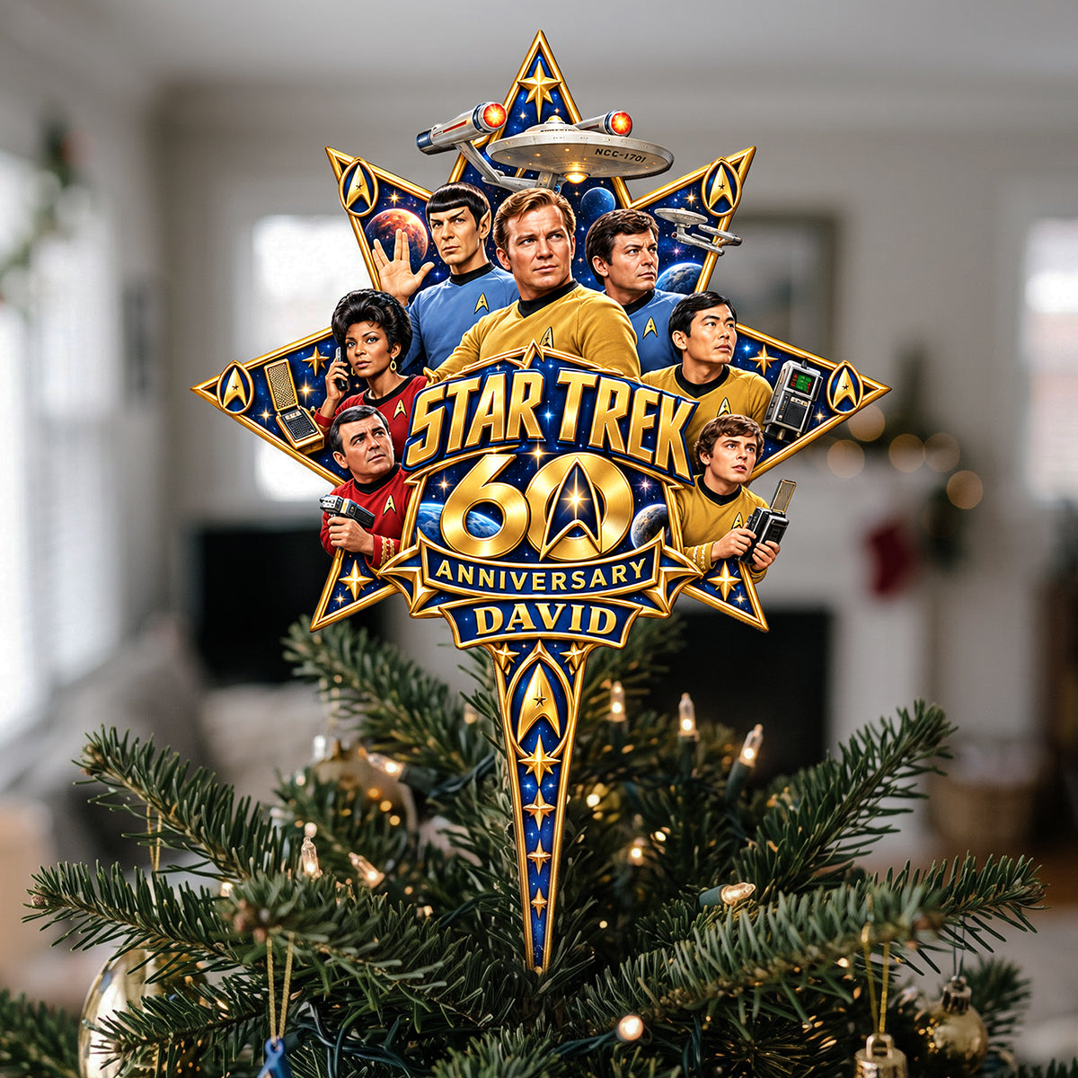 Starship 60th Anniversary Personalized Christmas Tree Topper 02ohta121026-Homacus
