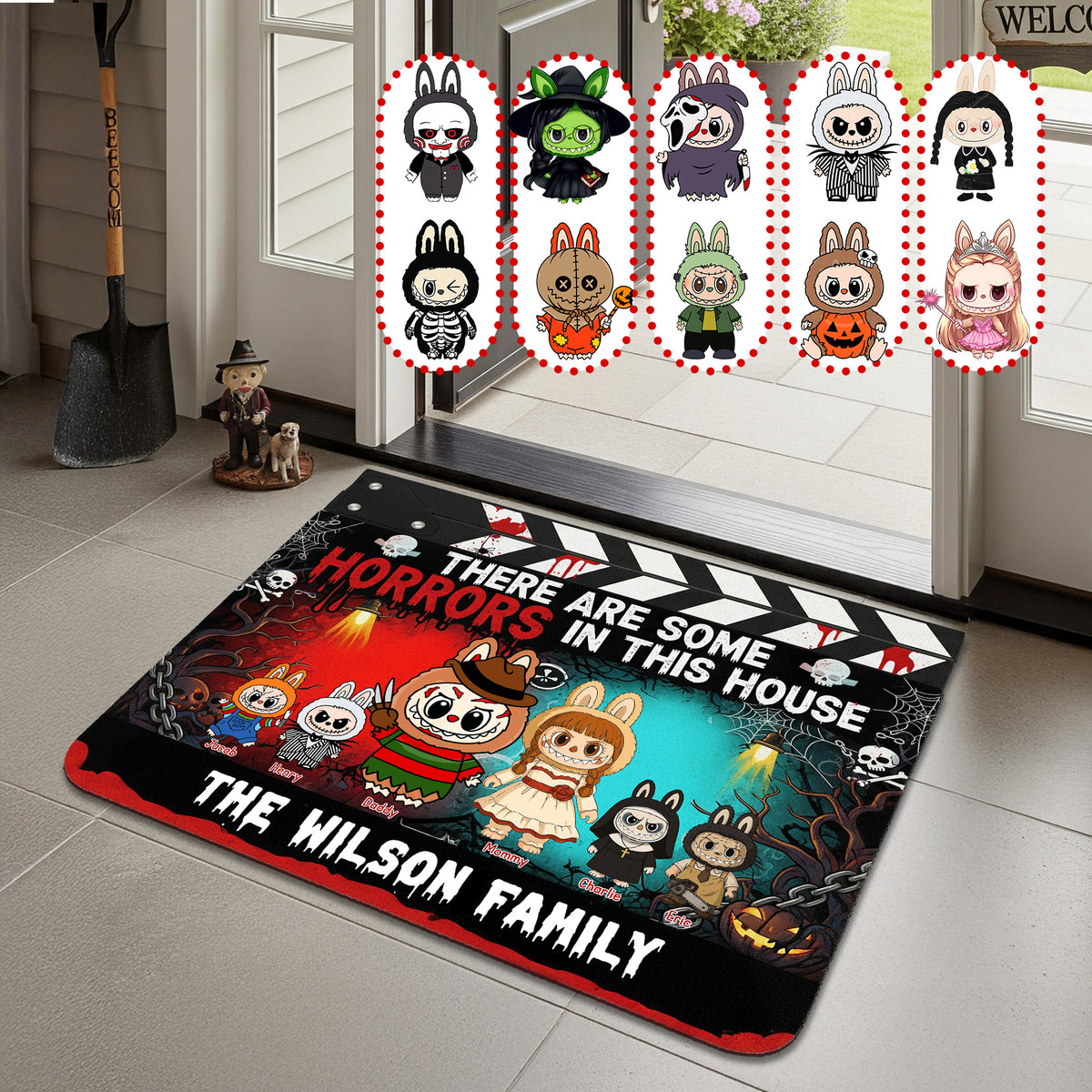 Horror Family Doormat - Personalized Gifts For Family Halloween 02HUMG250825-Homacus
