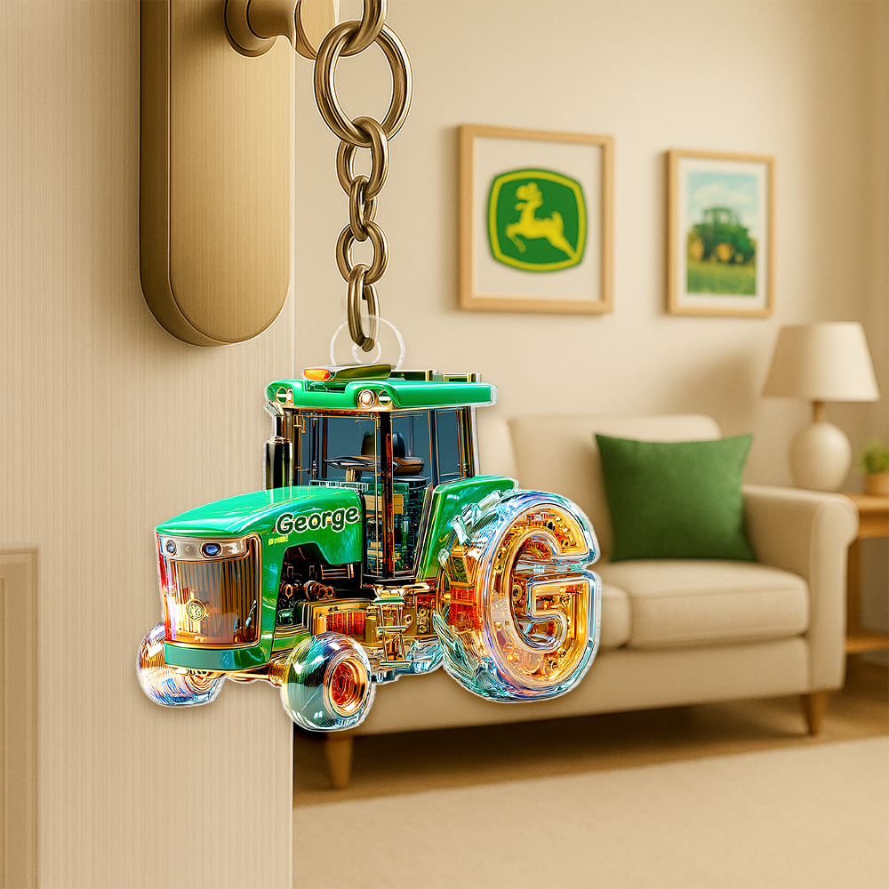 Personalized Gifts For Tractor Lovers Keychain, Any Letter 01TGPU240625-Homacus
