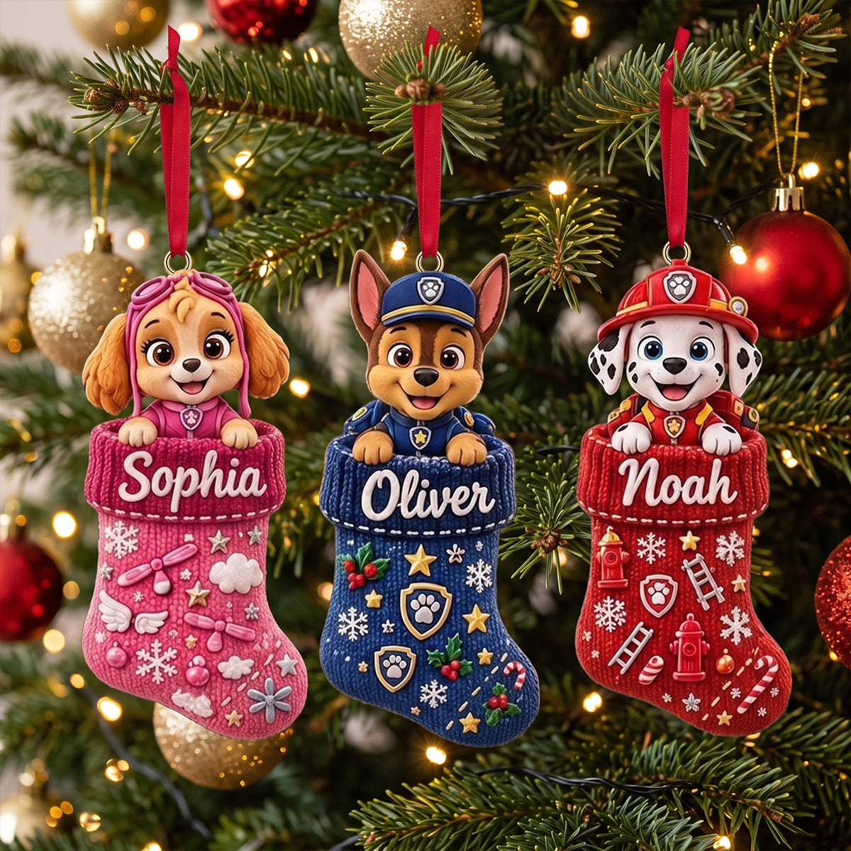 Rescue Pups Christmas Stocking Ornament - Personalized Gifts For Kids 06TTTN201026-Homacus