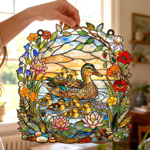 Ducky Mom Suncatcher Ornament - Personalized Gifts For Mom 04TYTN260226-Homacus