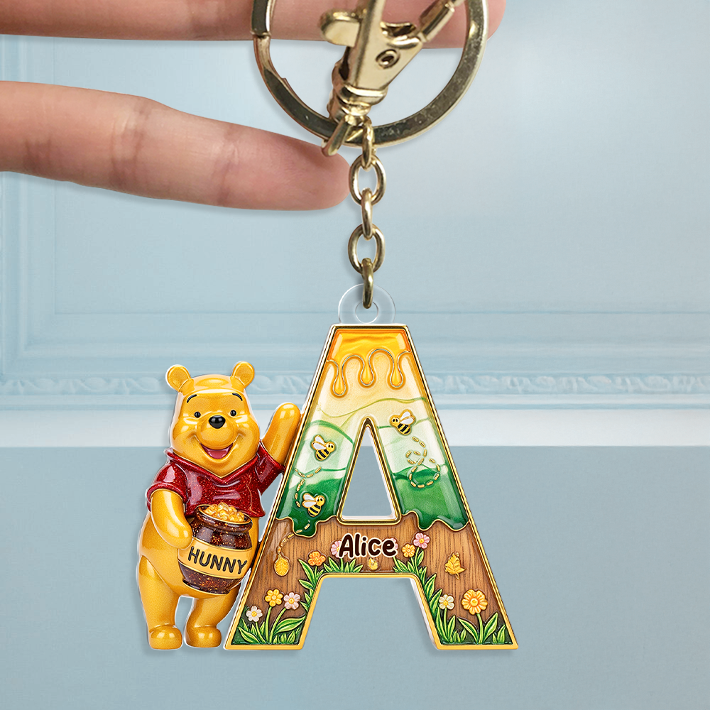 Festive Letter Keychain With Honey Jar – Custom Gift For Cartoon Fans 01napu190625-Homacus