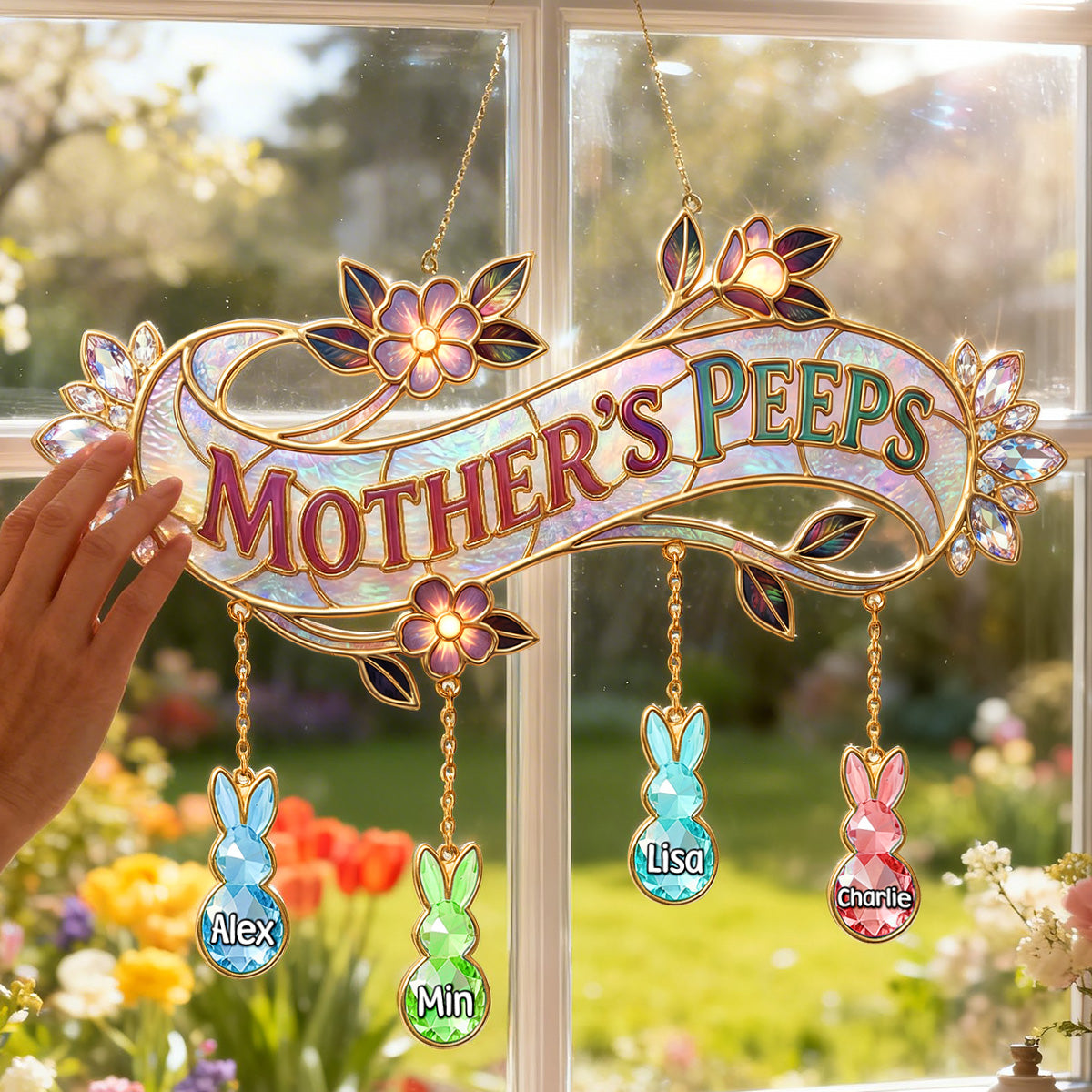 Cute Little Peeps Suncatcher - Personalized Gift For Grandma/Mom 01KIMG250326-Homacus