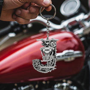 Motorcycle Mechanical Initial Letter Alphabet Keychain Personalized Gifts For Bikers 01qhtn200825-Homacus
