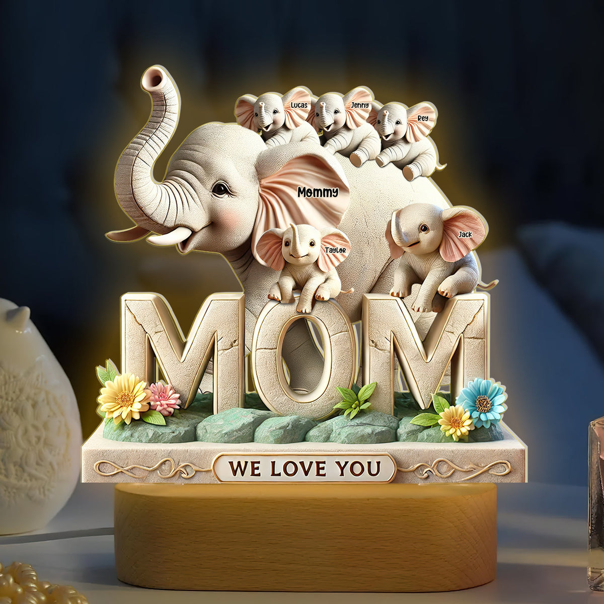 Personalized Christmas Gifts For Mom Elephant LED Light 01hutn170425-Homacus