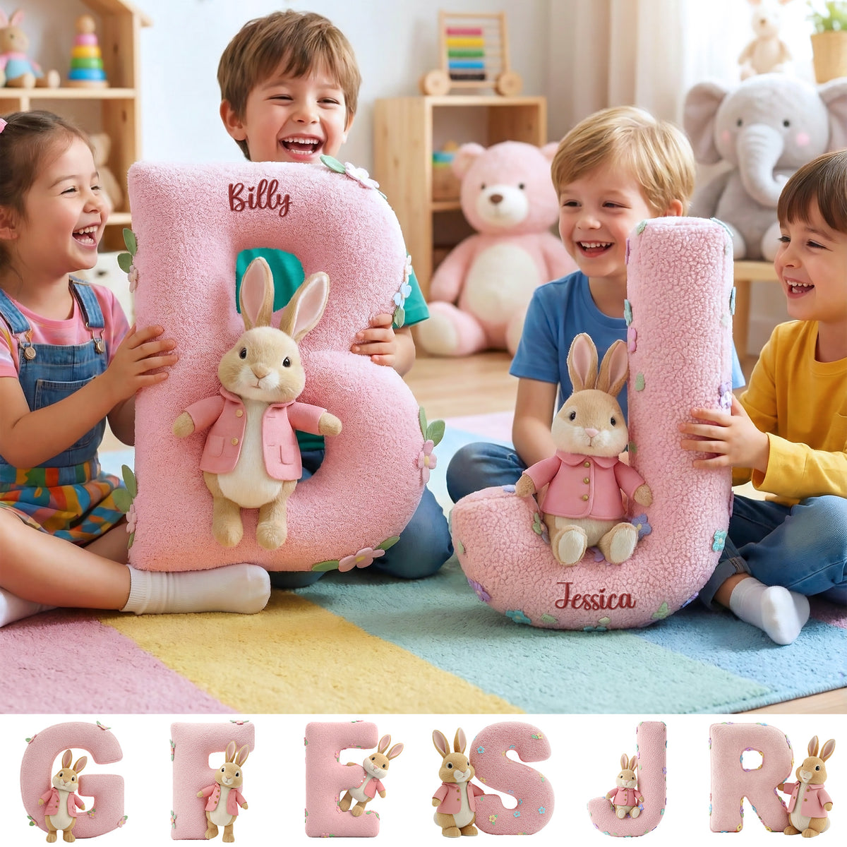 Cute Bunny Alphabet Pillow - Personalized Gifts For Kids 02namg251125-Homacus