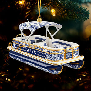 Toile de Jouy Christmas Ornament - Personalized Gifts For Pontoon Lovers 01pgqn071025-Homacus