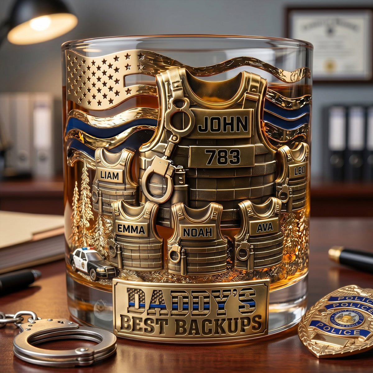 Legendary Police Dad Round Glass, Personalized Gifts For Police Officer, Sheriff, Captain Dad 04qhlu270526-Homacus