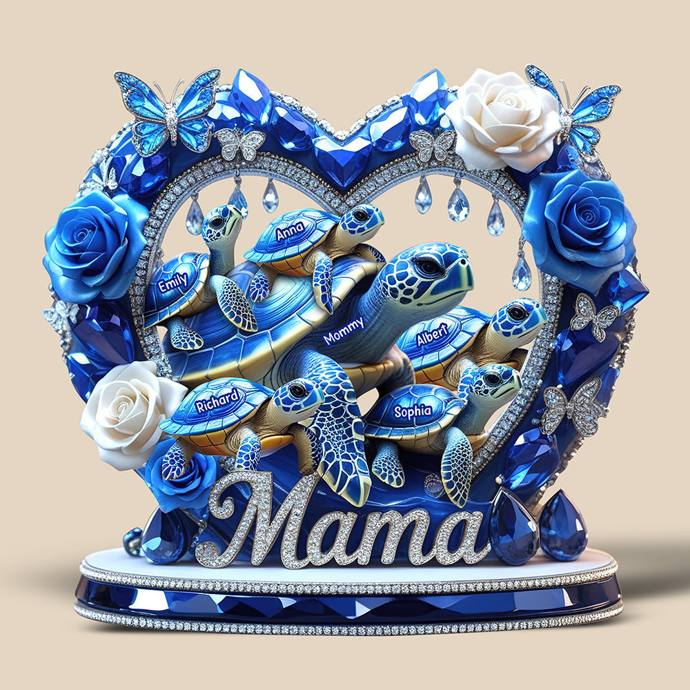 Sparkling Mama Turtle Plaque – Personalized Christmas Gifts For Mom 02XQQN240425-Homacus