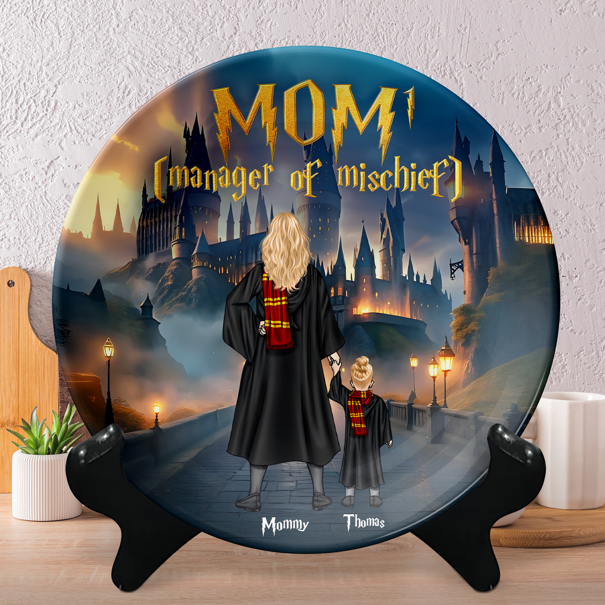 Personalized Decor Gifts For Mom Ceramic Round Plate 02ohpu080425tm-Homacus