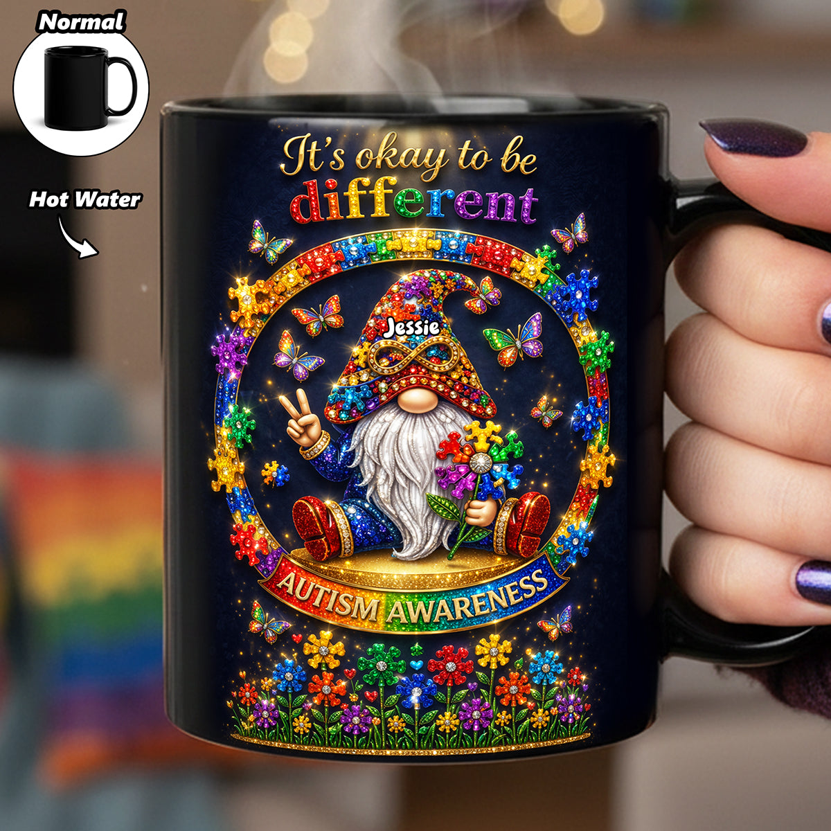Gnome Puzzle Magic Coffee Mug - Personalized Gift for Autistic 01TOTA020426-Homacus