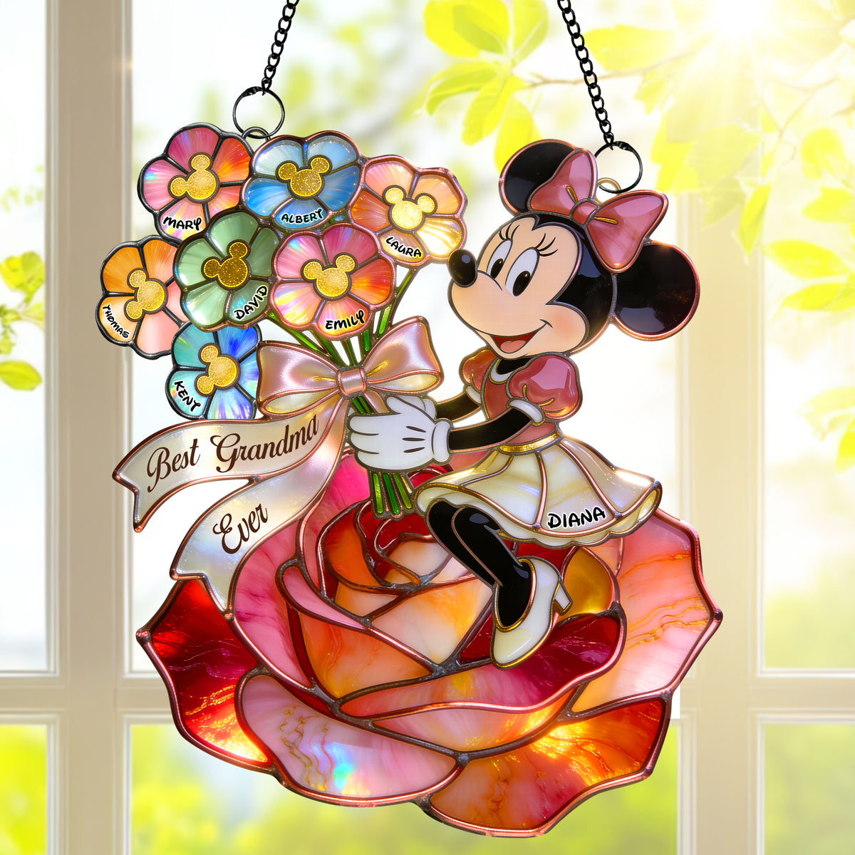 Mom's Beautiful Flowers Suncatcher Ornament - Personalized Gifts For Mom 03qhqn180326-Homacus