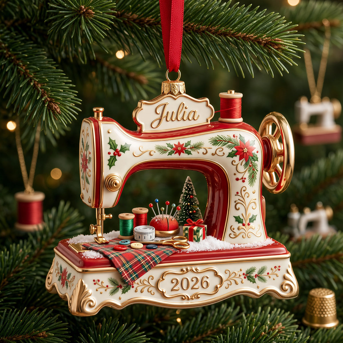 Sew Merry & Bright Christmas Ornament - Personalized Gifts For Sewing Lovers 01PGLU141026-Homacus