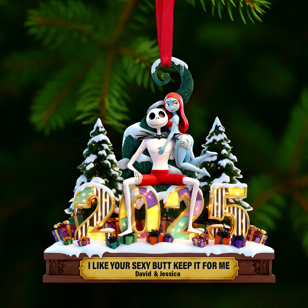 Cheeky Touch Couple Ornament - Personalized Gift For Couples 07OHLU121125-Homacus