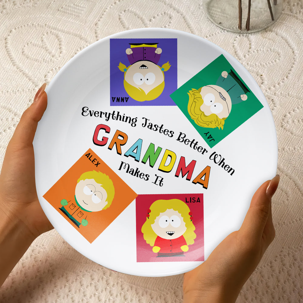 Personalized Gift For Grandma Ceramic Round Plate 01KAMH270325HG-Homacus