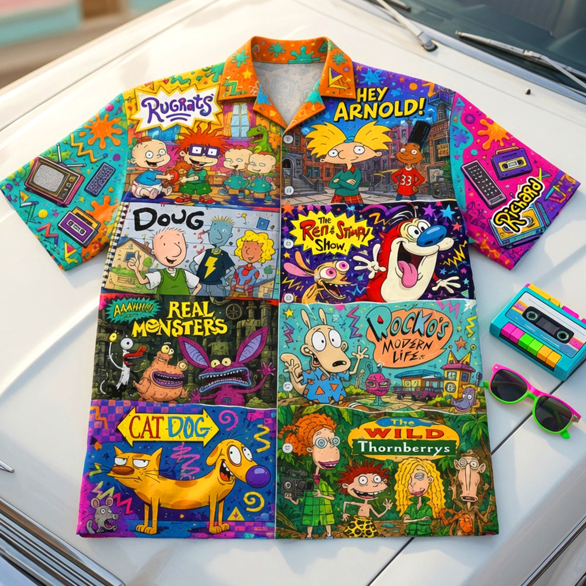 90s Cartoon Club Hawaiian Shirt - Personalized Gifts 02NAQN250626-Homacus