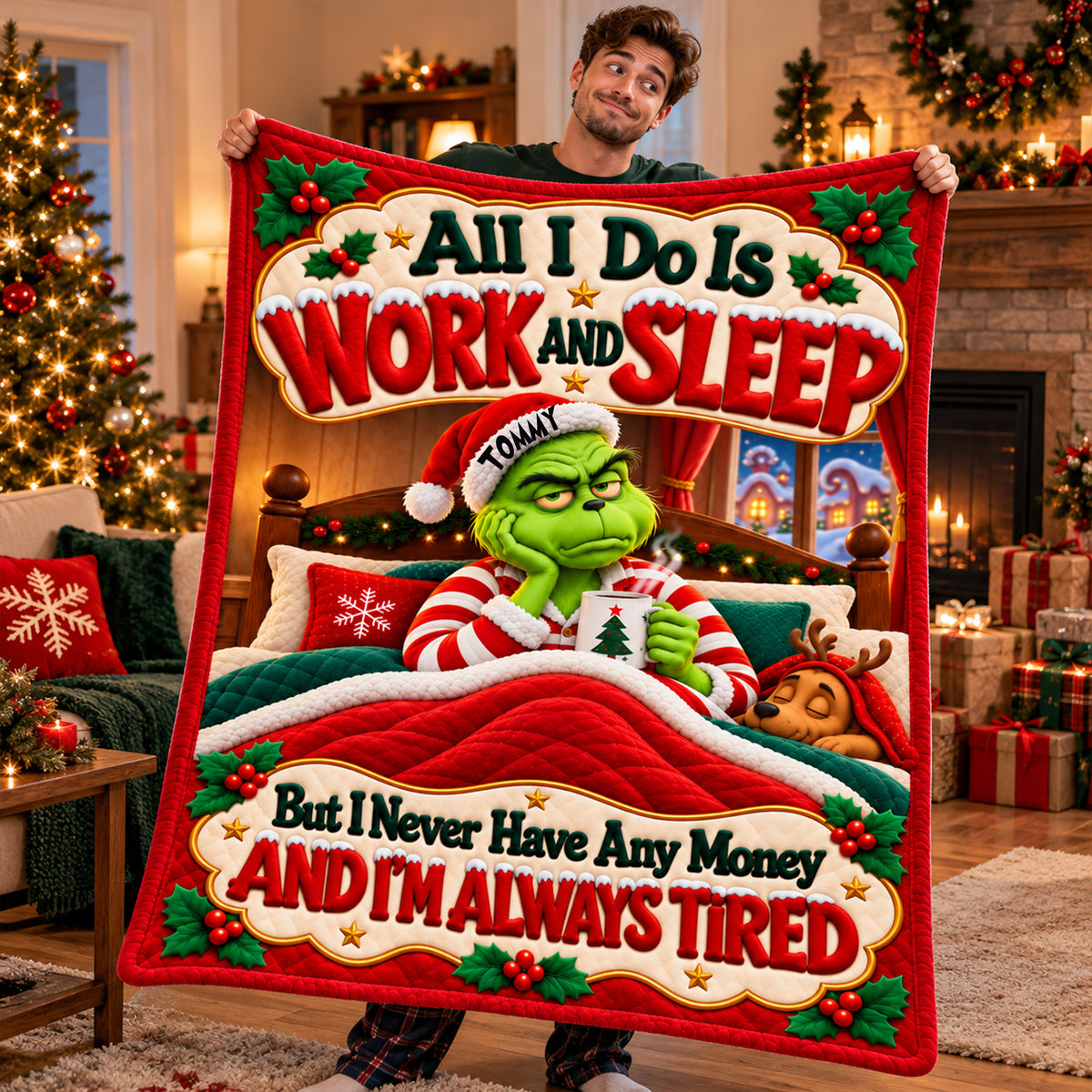 All I Do Is Work and Sleep, But I Never Have Any Money And I'm Always Tired Blanket - Personalized Christmas Gifts 05palu171026-Homacus