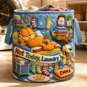 Lazy Cat Quilted Laundry Basket - Personalized Gifts 03HADT180726-Homacus