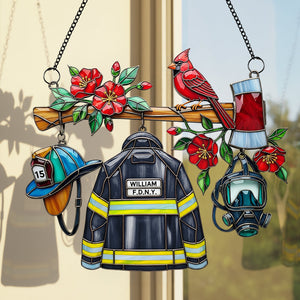 Firefighter Heaven Suncatcher Ornament Personalized Gifts For Firefighter 05OHDT040925-Homacus