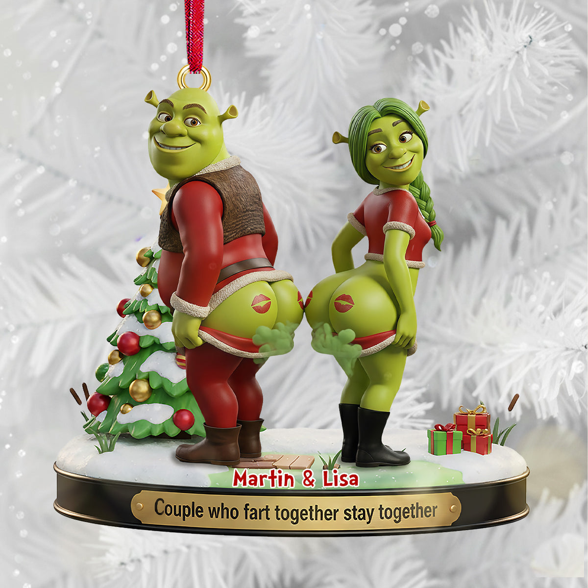 Funny Fart Together Couple Ornament - Personalized Gift For Couples 05OHMG241125-Homacus