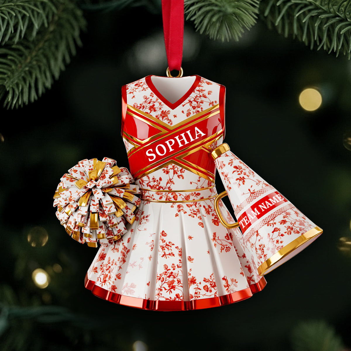 Cheerleading Toile de Jouy Ornament Personalized Gifts For Cheerleader Christmas Ornament 05PGLU281025-Homacus