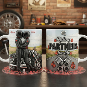 Biker Couple Coffee Mug - Personalized Gifts For Couple Coffee Mug 04NATA230126-Homacus