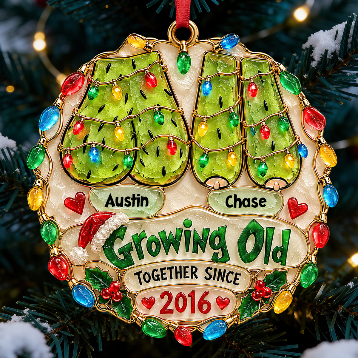 Old Furry Naughty Couple Ornament - Personalized Christmas Gifts For Couples 05nadt191026-Homacus