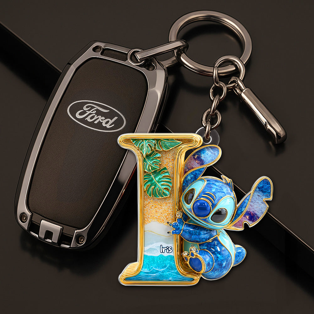 Christmas Alphabet Keychain – Personalized Gifts With Cute Blue Creature Charm 04TGLU190525-Homacus