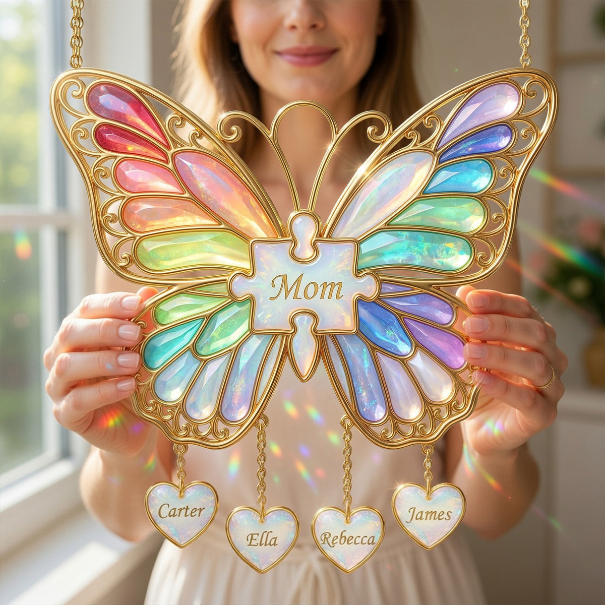 Butterfly Mom Suncatcher Ornament - Personalized Gifts For Mother's Day 01nalu170326-Homacus
