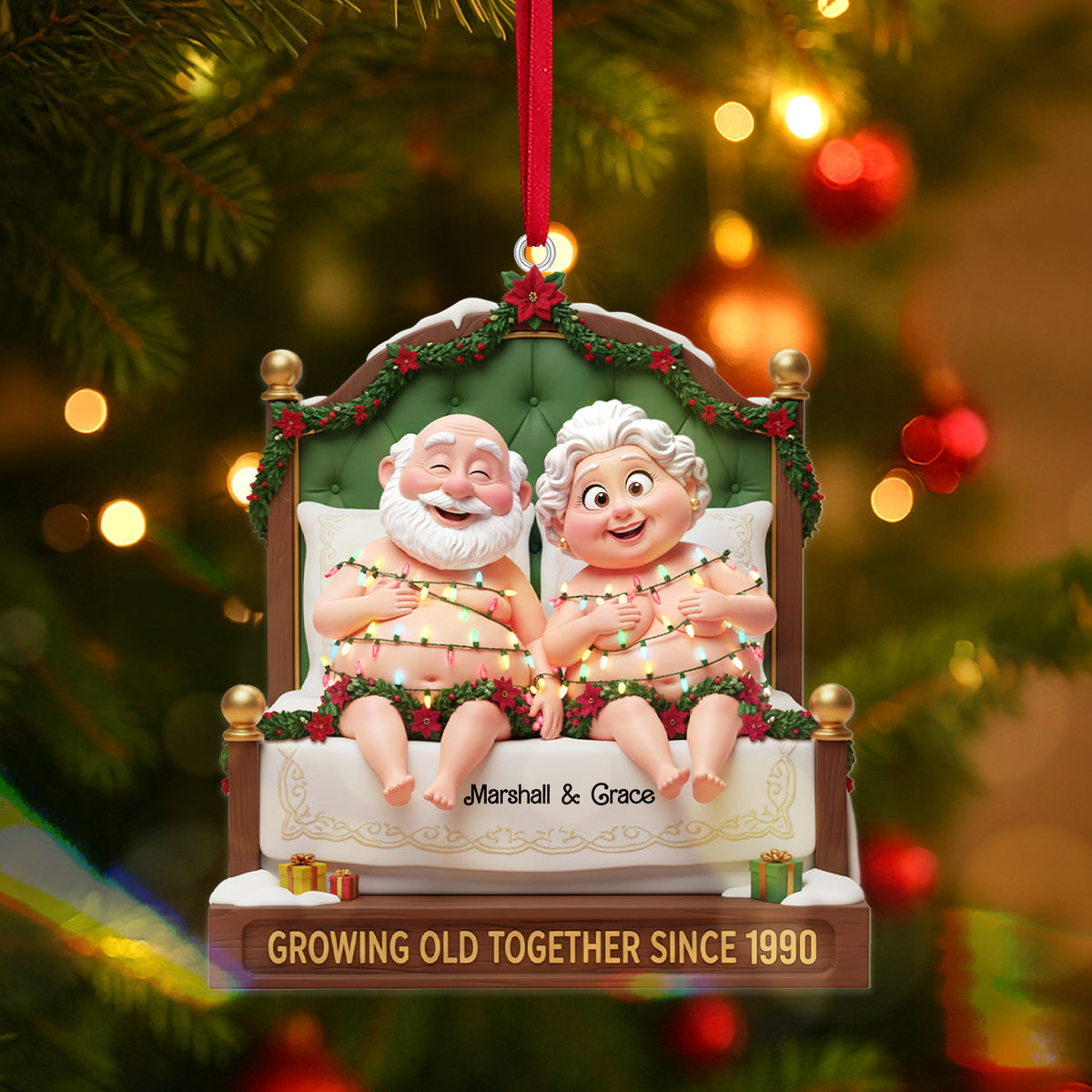Personalized Gifts For Christmas, Lovely Old Couple Acrylic Ornament 01ohmg270925-Homacus