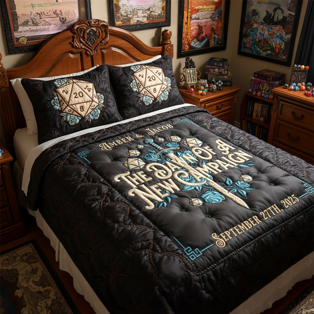 Fantasy Vintage Aesthetics Newlywed Couple Quilt Bed Set, Personalized Gifts For Game Couple 07qhtn191125-Homacus