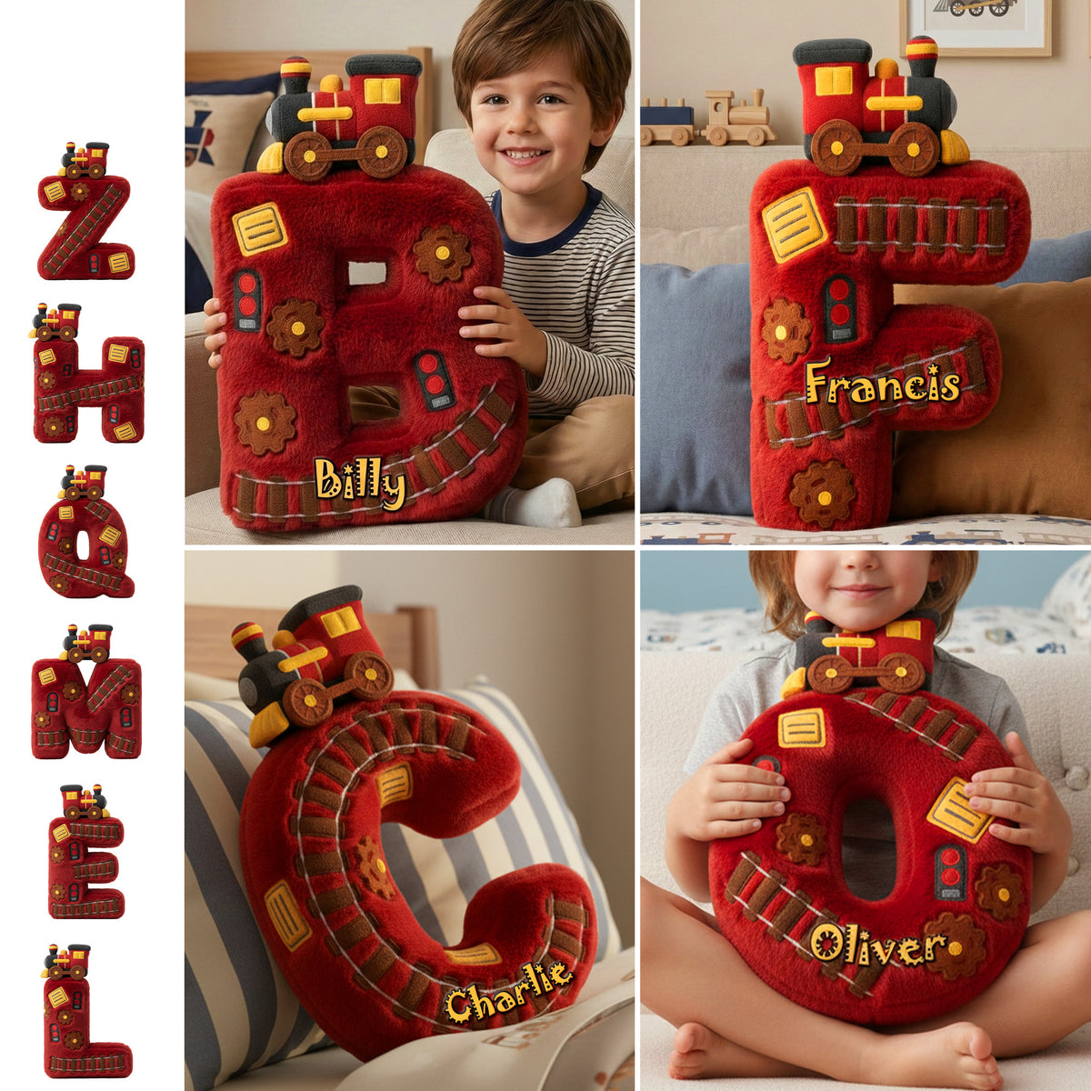 Train Initial Letter Custom Shaped Pillow - Personalized Gifts For Kids 04kimg151225-Homacus