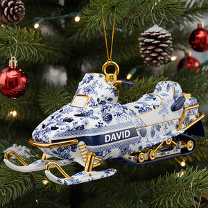 Snowmobile Toile de Jouy Ornament - Personalized Christmas Gifts 01PGDT151025-Homacus